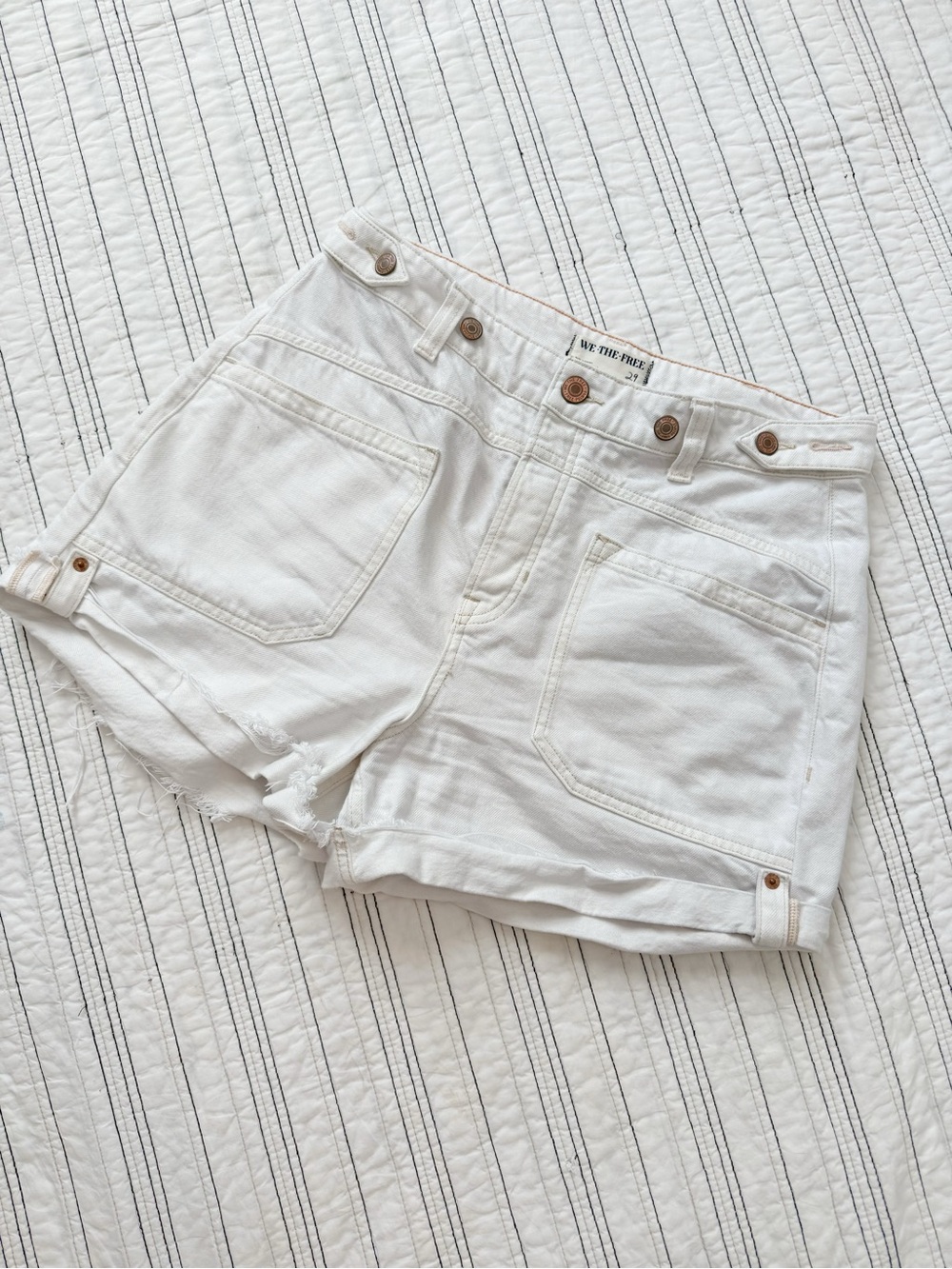 Free People We The Free Palmer Shorts Eggshell White Denim Mid Rise size 29 - Picture 5 of 12